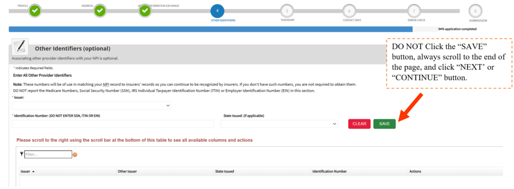 NPI Application Other Identifiers